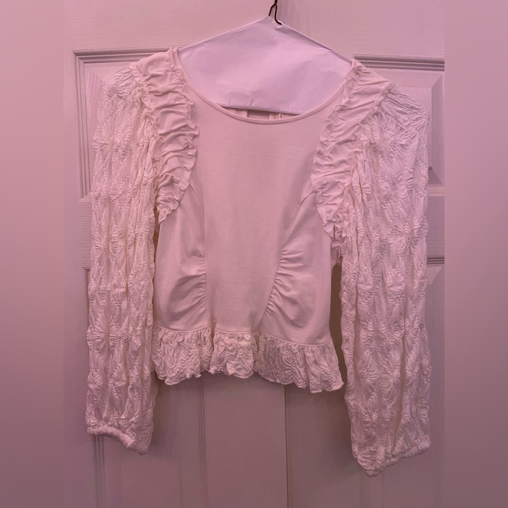 Free People Elegant Cream Ruffled Women's Top